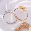 Bangle Ins Braccialetti regolabili con farfalla di cristallo di lusso per le donne Braccialetti con zirconi di gioielli di marca di moda