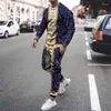 Men's Tracksuits Vintage 2 Piece Tracksuit Activewear 3D Long Sleeve T Shirt Set Casual Male Plus Size Man Suit Jogging