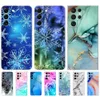 För Samsung Galaxy S22 | S22+ Ultra 5G Case Back Tone Cover Plus Coque Marble Snow Flake Winter Christmas