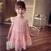 Fille Robes Mignonne Fille Duveteux Dentelle Mousseline de soie Robe Manches Courtes Princesse