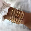 Charm Armbanden 6 stks/set Bohemian Vintage Voor Vrouwen 2023 Creatieve Open Gouden Brede Mode Punk Lichtmetalen Armbanden Sieraden Geschenken