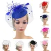 Bérets Cheveux Cerceau Conception Fascinator Chapeau Doux À La Main De Mariage Casque Solide Couleur Faux Plume Maille Décor De Mariée Chapeaux