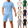 Sommer Europäische und Amerikanische männer Trainingsanzüge Polo Neck Kurzarm Shorts Zwei Stück Sport Casual männer Set