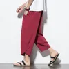 Pantaloni da uomo Summr Uomo Harem di lino in cotone stile cinese Streetwear Pantaloni da uomo casual al polpaccio da spiaggia traspirante 230715