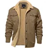 Men's Jackets 2023 Spring Cotton Sherpa Trucker Jacket Casual Turn-down Collar Button Down Fleece Denim Multi Pocket Coat