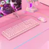 Toetsenbord-muiscombo's ONIKUMA Gaming 104-toetsenbord en muis met LED-achtergrondverlichting Roze Bedraad Ergonomisch ontwerp Toetsenborden Muizen voor laptop PC Gamer 230715