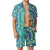Men's Tracksuits Bohemian Diamond Print Men Sets Colorful Geometric Casual Shirt Set Cool Beach Shorts Summer Custom Suit Two-piece Clothing