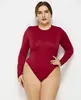 Kledingstock Groothandel Nieuwe kleding Vrouwen plus maat lange mouw geribbeld gebreide bodysuit