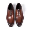 Genuine Dress Men's Shoes Classic Oxford Leather Lace-Up Point Toe Career Office Suit Formal Shoe for Men Wedding Party Oxfords 821 s