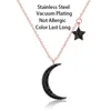 Pendant Necklaces Korean Style Fashion Black Zircon Star Moon Stainless Steel For Women Sweet Sexy Female Clavicle Chain Jewelry