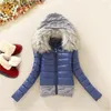 Women's Trench Coats Women Alternative Thickening Down Jacket With Fur Collar Quality Jackets Winter Knitted Patchwork Long Sleeve Overcoat