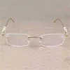 Vintage Leopard Rimless Clear Stone Transparent Glasses Frame Luxury Eyewear Men Accessories Oculos Eyeglasses 6384Kajia New