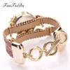 FanTeeDa Top marque femmes Bracelet montres dames amour Bracelet en cuir strass Quartz montre-Bracelet de luxe mode montre à Quartz