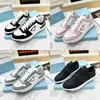 Men Women Leather Trainers Triangle Logo Sporty Shoes White Black Grey Sneaker For Woman Rubber Sole Sneakers With Box 35-46