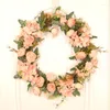 Decorative Flowers Product 16Inch Artificial Rose Flower Wreath Window Door Hanging Garland Christmas Wall Ornament Wedding Bridal Decor