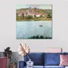 Impresjonistów Canvas Art Vetheuil Morning Effect Claude Monet Olej obraz ręcznie robiony krajobraz nowoczesny wystrój sypialni