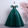 100%prawdziwa ciemnozielona haftowa suknia balowa średniowieczna Sissi Sissi Princess Dress Victorian Marie Belle Ball Medieval Dress261l