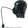 Black Sexy Latex Hoods kostymtillbehör med uppblåsbara munkulgummmasker och rör Handpump plus storlek 0049306T