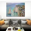 Canvas Art Met de hand gemaakt olieverfschilderij Claude Monet The Rock Needle en The Porte D Aval Garden Landscape Artwork voor Restaurant Decor