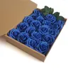 20st tillgängligt Flower Arch Wedding Bouquet Artificial Rose Head med stjälkar Silk Fake FLOWER PE FOAM ROSE BRUGDE DECOR WEDDIN268Y
