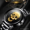 LIGE Nuovi orologi da uomo Top Brand Casual Fashion 3D Skull Quartz Mesh Belt Impermeabile per uomo donna