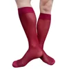 Men's Socks Solid Mens Formal Knee High Ultra Thin Sheer Striped Male Dress Suits Stocking See Through Sexy Lingerie Long Tube