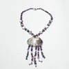 Pendanthalsband lii ji lila färg Tassels halsband 66 cm Amethysts Pearl Shell Kvinnor smycken lagerförsäljning