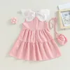 Girl Dresses Little Baby Girls Princess Dress Contrast Color Casual Summer A-Line Crossbody Bags For Beach Party Cute Clothes 2pcs