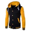 Herrenjacken Herren Lässige Knopfmanteljacke mit Kapuze Baseball Single Rib Sleeve Sport-Sweatshirts für übergroßen Reißverschluss-Hoodie