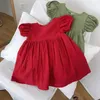 Abiti da ragazza Vestito da bambino Moda Abbigliamento estivo per bambini Principessa Ragazze Solid Bohemian Beach Toddlers Casual Rosso Blu