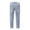 Jeans da uomo Pantaloni in denim sfilacciato con fori lavati High Street Pantaloni da uomo in denim larghi e larghi hip-hop retrò Harajuku