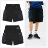 Men's Shorts Summer Japanese Cargo Men Big Pocket Elastic Waist Loose Functional Hit Color Hip-Hop Five-point Pants Male