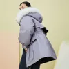 Autumn and winter women hooded fur collar tie slim short down coat, fur collar around the neck soft and warm, tie draw rope slim body.