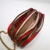 designer di lusso Marmont mini borsa a catena 546581 Borsa a tracolla trapuntata Chevron in pelle rossa nuova