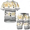 Herrspårar Africa Outfit Summer Short Sleeve T Shirt Set Fashion 2 Piece Streetwear 3D Printed Sports Beach Shorts Sportwear Suits