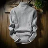 Herrtröjor Solid Color Knitwear Turtleneck Mens Fashion Twist Autumn and Winter 6 Färger Långa ärmar Basic Style Tops