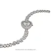 Orologi da polso da donna alla moda a forma di cuore con bracciale in argento con diamanti