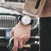 Zegarek na rękę Jaragar moda Business Automatyczne zegarki mechaniczne Multifunkcja Sub-dials czarny skórzany pasek męski zegarek męski