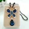 Chains Luxury Rhinestones Butterfly Flower Necklace Long Sweater Chain Fashion Atmosphere Crystal Pendant Accessories Women Jewelry