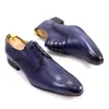 EU Size 38 to 47 Classic Mens Derby Wedding Dress Cow Genuine Leather Lace-Up Pointed Toe Handmade Business Formal Shoes