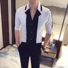 Men's Casual Shirts 2023 Night Club Summer Fashion Patchwork Men Streetwear Social Blusa Camisa Masculina Slim Fit Dress