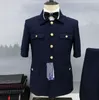 Herrenanzüge Blazer Nach Maß Frühling Sommer 7-Punkt-Ärmel Marineblaue Hochzeitsanzüge für Männer halbe Ärmel Slim Fit Bräutigam Party Blazer Kostüm Homme 230715