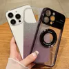 Zoom Hole Logo Magnetic Phone Case for iPhone 14 11 12 13 Pro Max x xr xs 8p 7Pus Gradient glitter TPU With Camera Lens Protector Cover