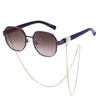 Okulary przeciwsłoneczne produkt mody damski wielokątny naszyjnik retro gradient metalowy okulary rama punkowa w stylu męskim okularami jazdy