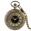 Pocket Watches Silver Watch Handcrafts Roman siffror Design Män kvinnor Black Hollow Case Steampunk Vintage Pendant Necklace Gifts