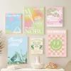 Decoratieve objecten beeldjes kleurrijke Deense pastel canvas schilderij California poster artwork smiley gezicht blad landschap print Wall Art kinderkamer Home decor 230715