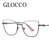 Sunglasses Vintage Cat Eye Anti-blue Light Metal Glasses Frames Fashion Transparent Reading For Women Red Eyeglasses