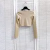 Women's Sweaters She'sModa Sexy Chest Wrapped Knitted Spandex V-neck Long Sleeves Cropped Top Woman