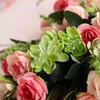 Fleurs décoratives Saint Valentin Porte Guirlande Artificielle Rose Rose Bouquet Couronnes Pour Avant Toile De Jute Bowknot Fleur Guirlande Wal