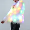 Femmes Fourrure Femmes Noël LED Femmes Veste Costumes de Scène Discothèque Outwear Danseur Vestes Taille XL (Blanc)